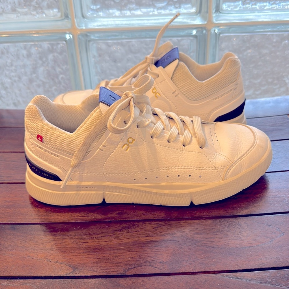 On Running Running Women’s White Low-Top Sneakers with Blue Accents